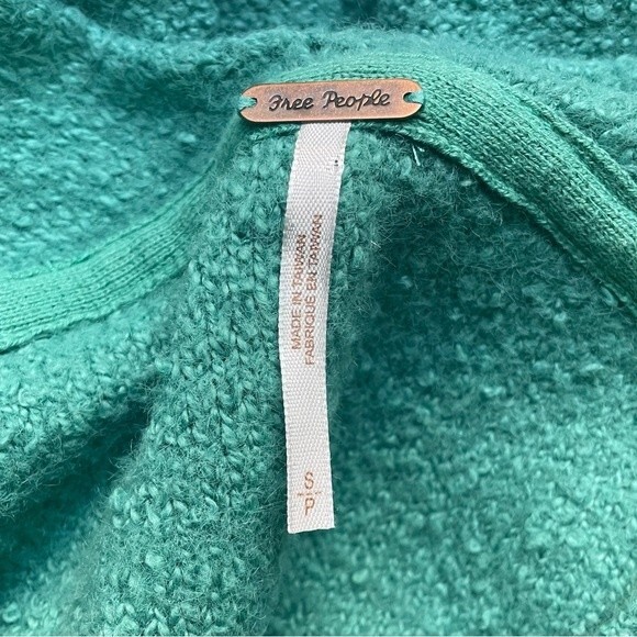 Free People Reverie Sweater Emerald Aura Green Statement Sleeves Size Small - Picture 10 of 14